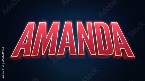 Bold Name Design: Red 'AMANDA' Text on Dark Background for Branding and Promotion photo