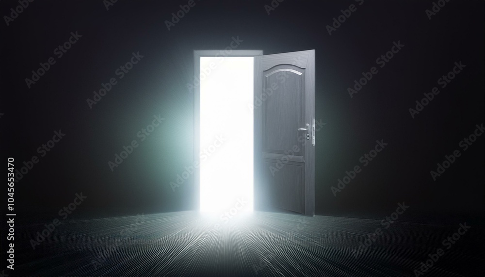 굳게 닫힌 문이 조금씩 열리며 빛이 새어나오는 모습 굳게 닫힌 문이 조금씩 열리며 빛이 새어나오는 모습