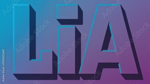 Stylized Text Design: Bold letters 'LiA' with vibrant blue and purple gradients, suitable for branding or artistic projects. photo