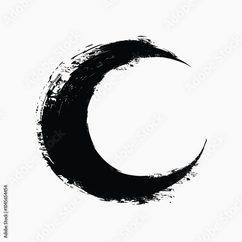 Abstract crescent moon brushstroke