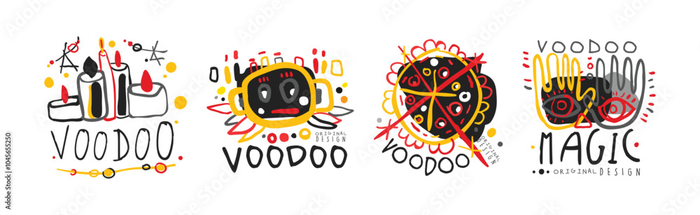Fototapeta premium Voodoo Original Design Colorful Logo Collection Vector Set