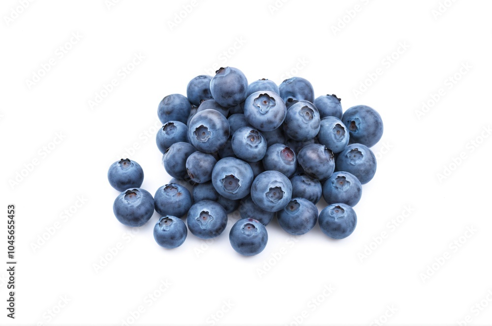 Close-Up Set of Fresh and Ripe Blueberries on White Background Close-Up Set of Fresh and Ripe Blueberries on White Background