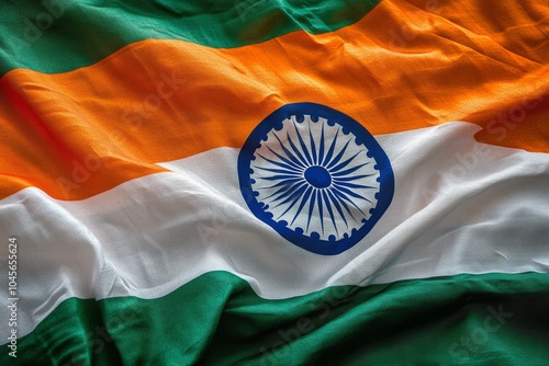 Indian flag with bright saffron, white, and green colors displayed during the day photo