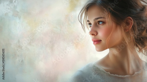 Portrait of a Young Woman Against Soft Background