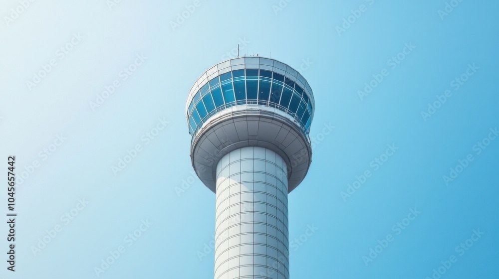 Modern skyscraper observation tower against a clear blue sky. Modern skyscraper observation tower against a clear blue sky.
