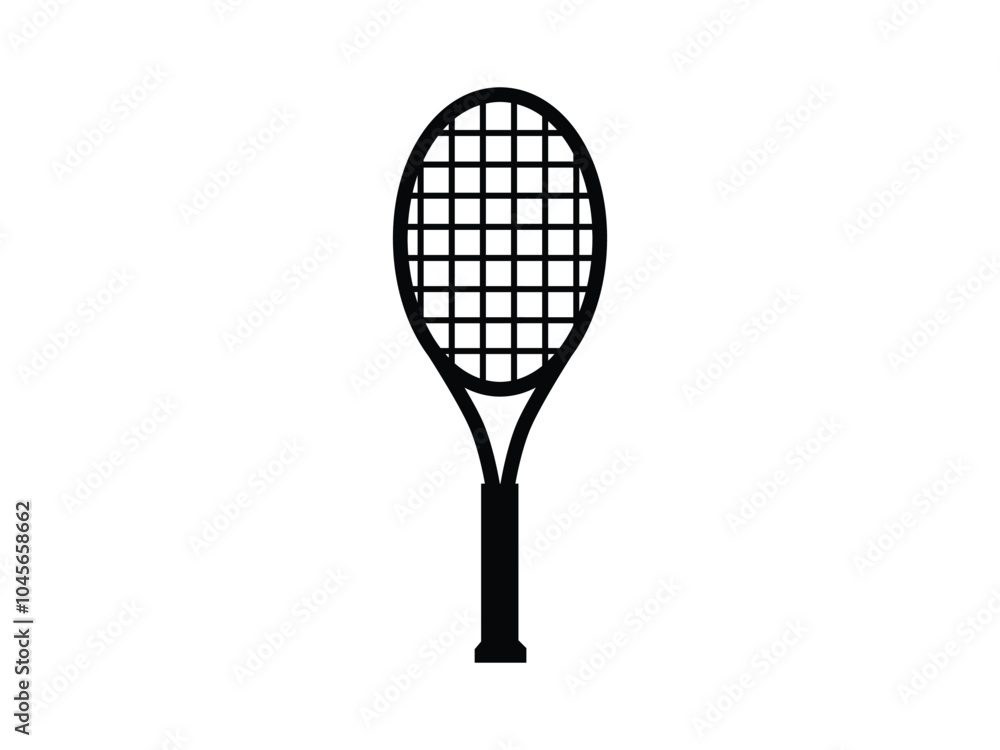 Minimalist Tennis Racket Silhouette Design. Minimalist Tennis Racket Silhouette Design.