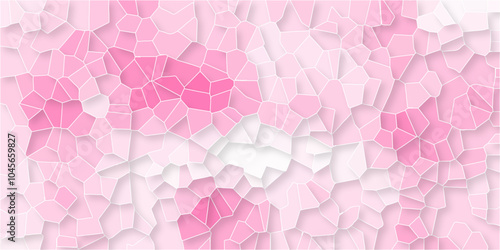 Abstract background of crystallized. triangular 3d Wall background with tile. Rose pink Geometric Modern creative background. baby pink Geometric Retro tiles pattern. Pink hexagon ceramic. 3d design