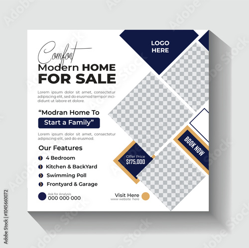 Real estate home selling instagram social media post vector design template.
