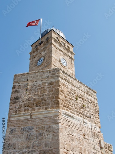 Obraz na płótnie An ancient clock tower in the old town of Antalya, Turkey w salonie