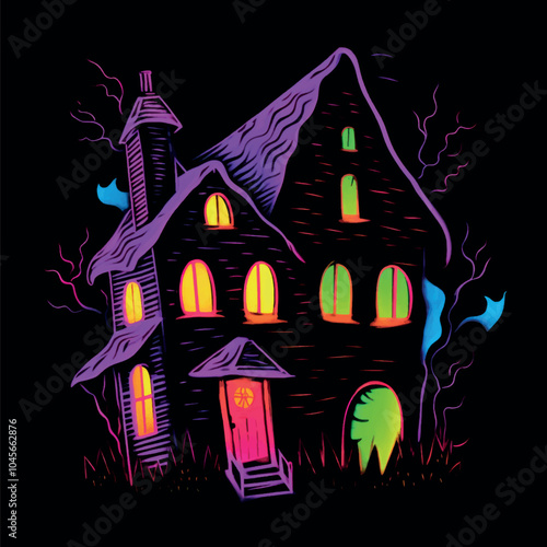 Spooky haunted house illustration