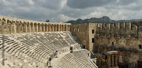 Obraz na płótnie Panoramic view of Roman theater in the ancient Greco-roman city of Aspendos, Turkey w salonie