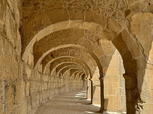 Obraz na płótnie Arched hallway on top of the Roman theater in ancient Greco-Roman city of Aspendos, Turkey w salonie