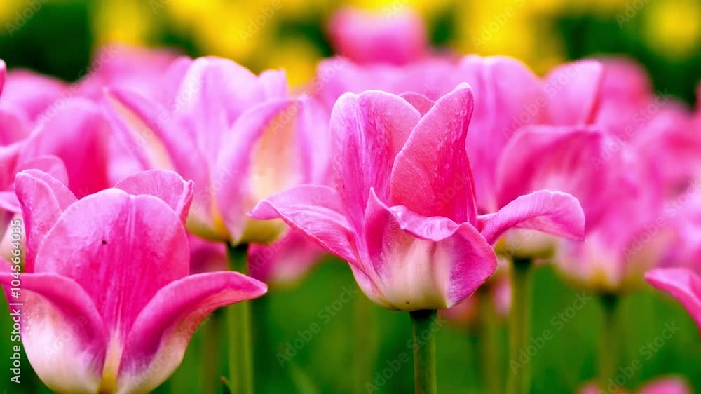 pink and yellow tulips