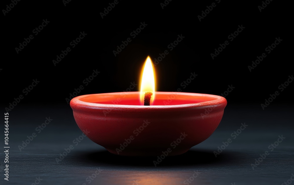 Closeup of a single diya glowing brightly in the darkness, peaceful moment Closeup of a single diya glowing brightly in the darkness, peaceful moment
