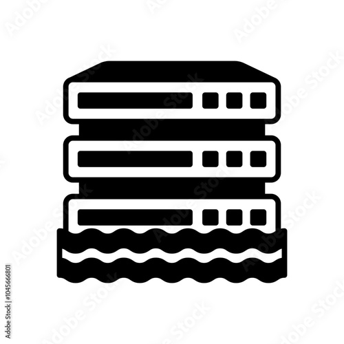 Data Lake Glyph Icon, Vector illustration