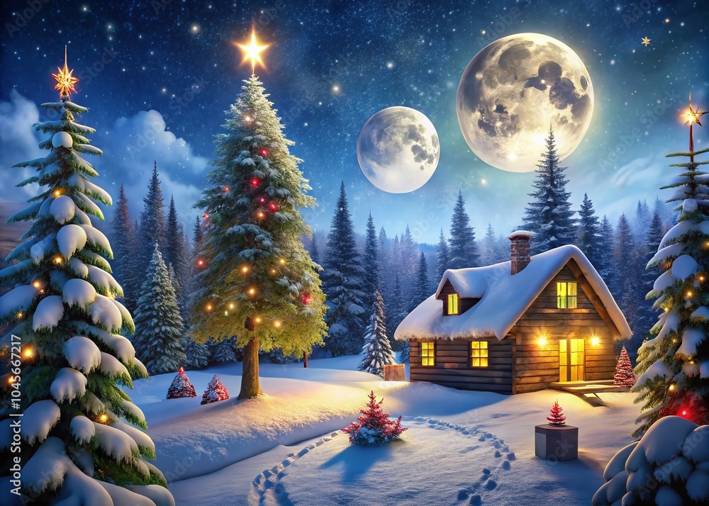 Fototapeta premium Enchanted Christmas Wonderland: A Dreamy Holiday Landscape