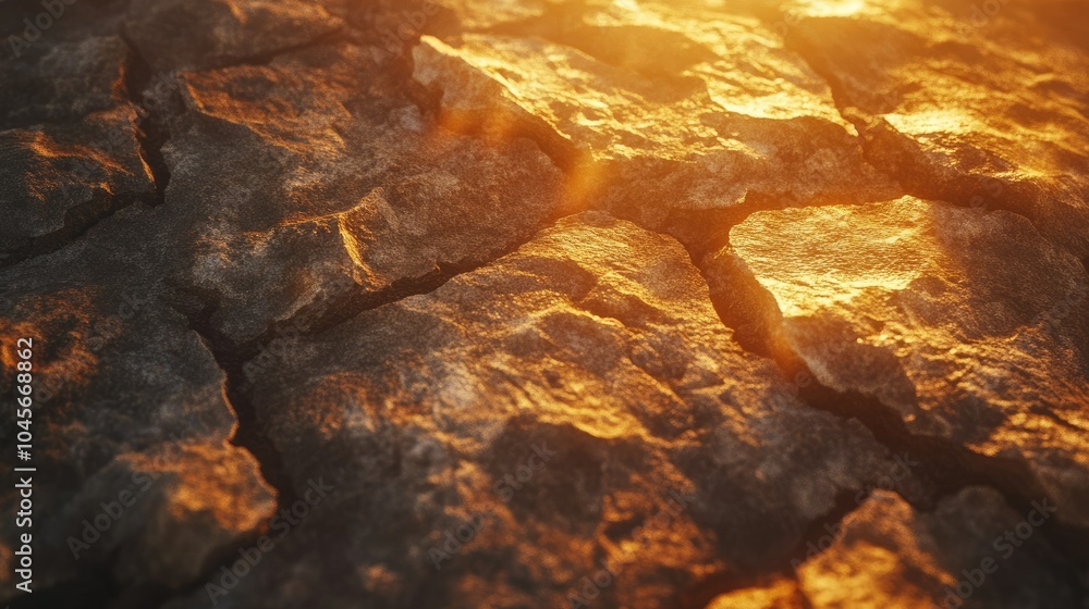 Close-up view of deep cracks in the sun-baked soil, the ground splitting apart under the intense heat of a prolonged drought. Close-up view of deep cracks in the sun-baked soil, the ground splitting apart under the intense heat of a prolonged drought.