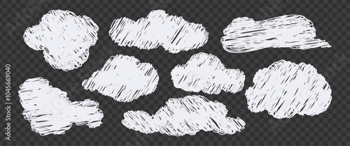 Hand drawn pencil drawing of clouds in pastel color. Children's sketch chalk drawing. Grunge image of the heaven.