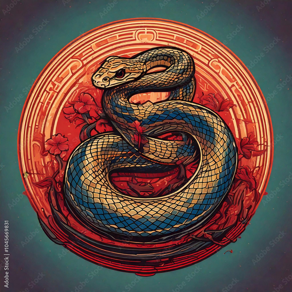 Obraz premium Year of the snake. Chinese zodiac snake sign