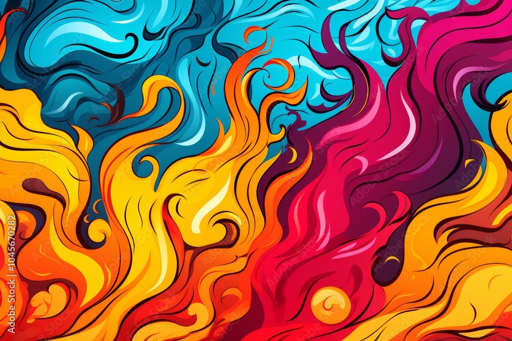 Abstract Background, Colorful Wavy Pattern, Digital Art, Illustration, Graphic Design Abstract Background, Colorful Wavy Pattern, Digital Art, Illustration, Graphic Design
