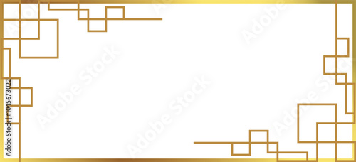 A sophisticated gold frame with a geometric design adds a touch of elegance to any project It is Perfect for invitations websites or marketing materials