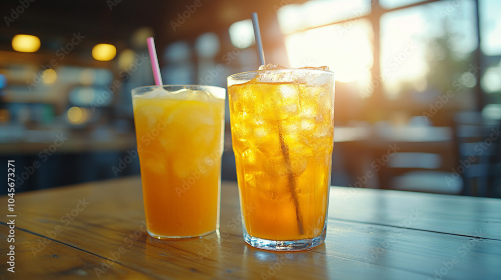refreshing glass of iced tea and lemonade, garnished with a slice of lemon. The vibrant colors and condensation evoke summer vibes, relaxation, and hydration refreshing glass of iced tea and lemonade, garnished with a slice of lemon. The vibrant colors and condensation evoke summer vibes, relaxation, and hydration