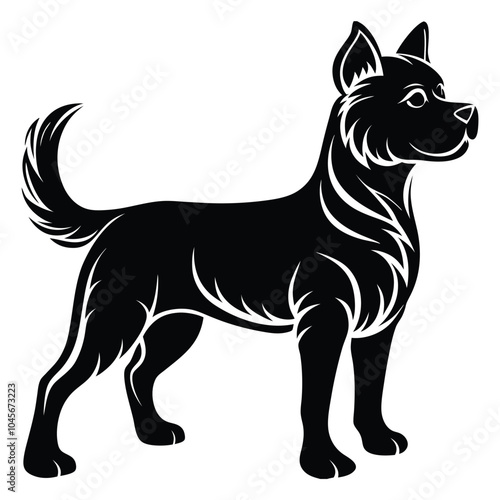 create a dog silhouette vector with a white background