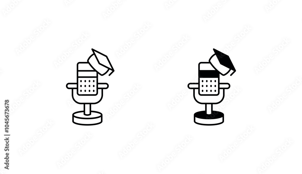 Education Podcast icon design with white background stock illustration Education Podcast icon design with white background stock illustration