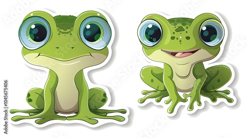 Cute cartoon vector-style frog with large eyes