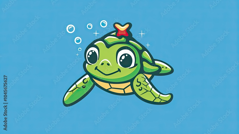 Fototapeta premium A cute cartoon turtle