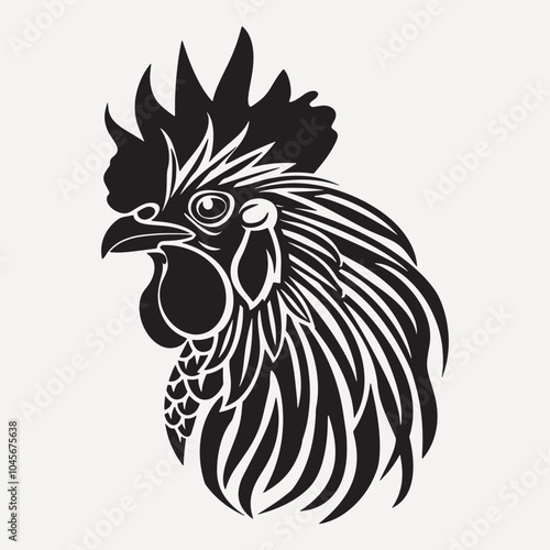 Wallpaper Mural Intricate rooster head silhouette design Torontodigital.ca