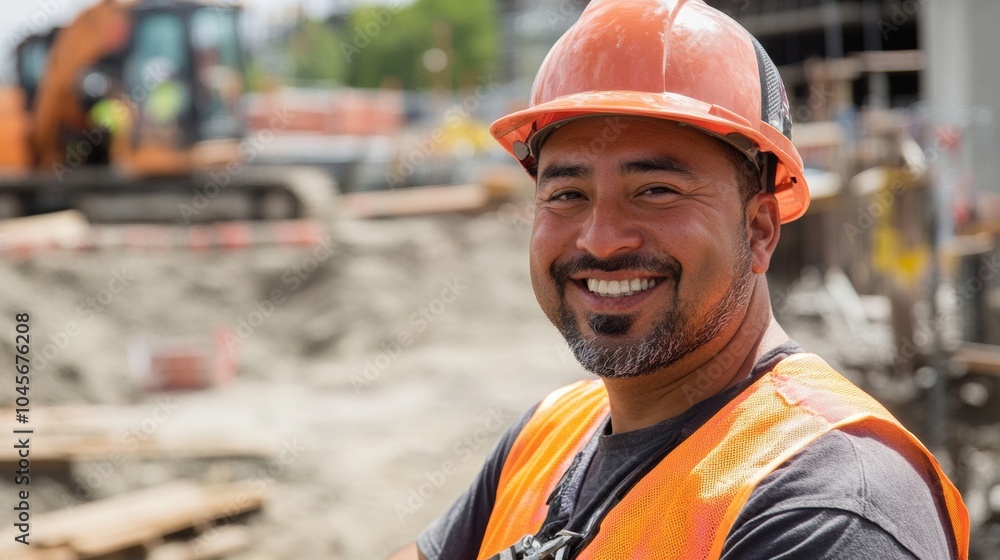 Fototapeta premium portrait of a construction worker smiling at the camera