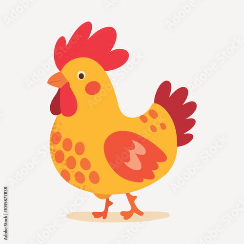 Colorful cartoon rooster illustration