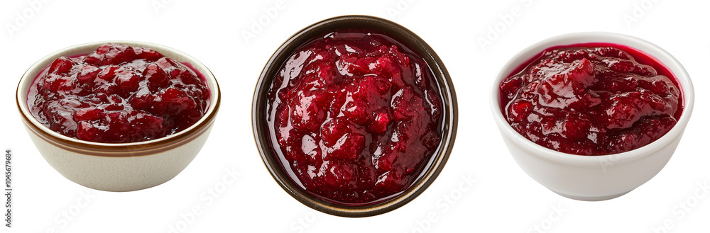 Top View of Cranberry Sauce Bowls, Isolated on Transparent Background, Great for Holiday Recipe Features, Thanksgiving Menus Top View of Cranberry Sauce Bowls, Isolated on Transparent Background, Great for Holiday Recipe Features, Thanksgiving Menus