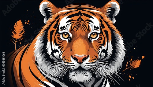 Tiger Animal Hade Face illustrator Art image or Background solid color