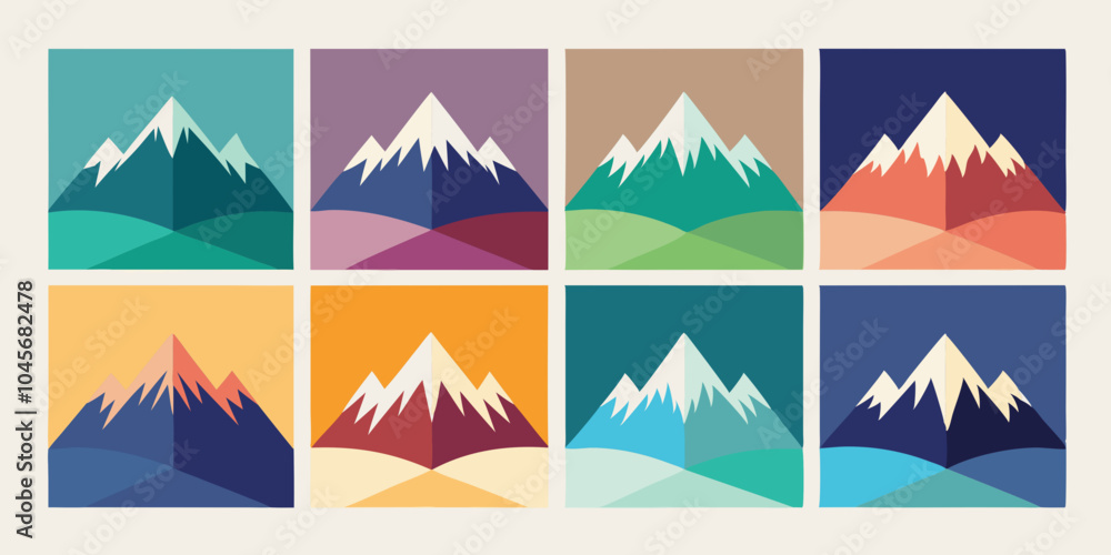 Minimalist mountain icon setVector Illustration Minimalist mountain icon setVector Illustration