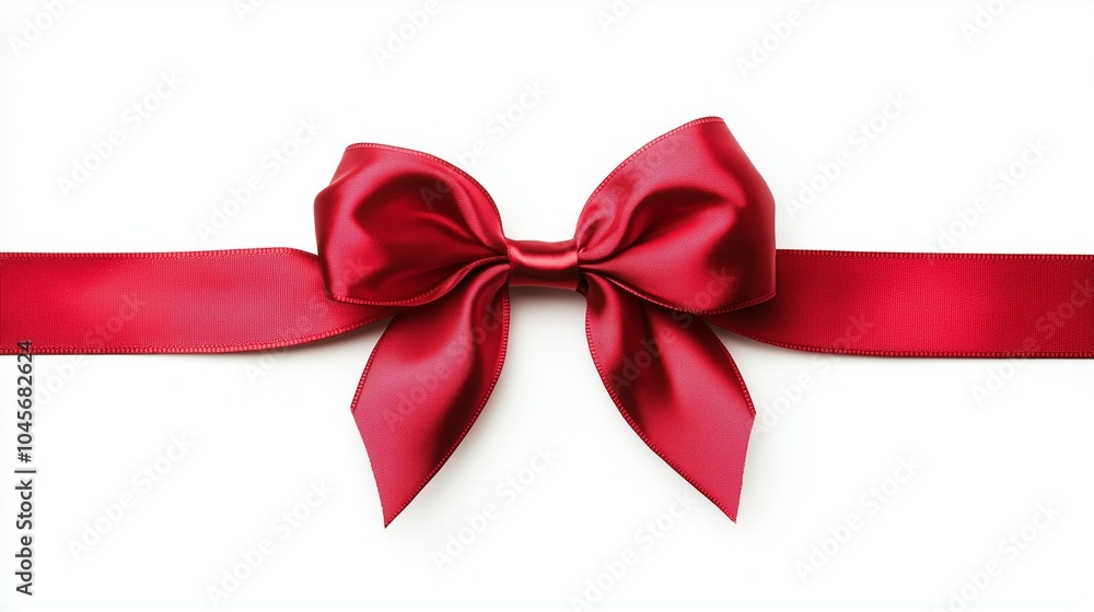 Red ribbon and bow with red, isolated on white background Red ribbon and bow with red, isolated on white background