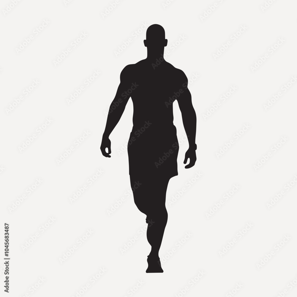 Silhouette muscular man walking Silhouette muscular man walking