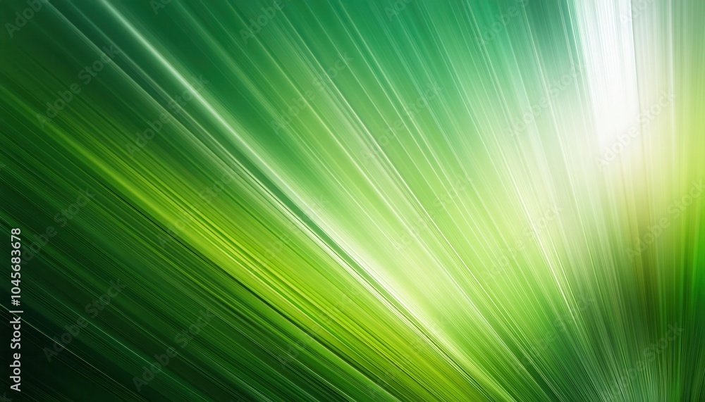 Naklejka premium Vibrant Green Abstract Light Rays Radiating Energy, Nature inspired Background for Eco friendly Concepts, Renewable Energy Visuals, or Fresh, Organic Brand Designs