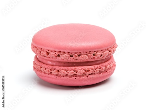 Pink French Macaron Cookie on a Crisp White Background