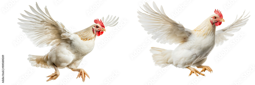 Set of a chicken in flight, isolated on a transparent background. Set of a chicken in flight, isolated on a transparent background.