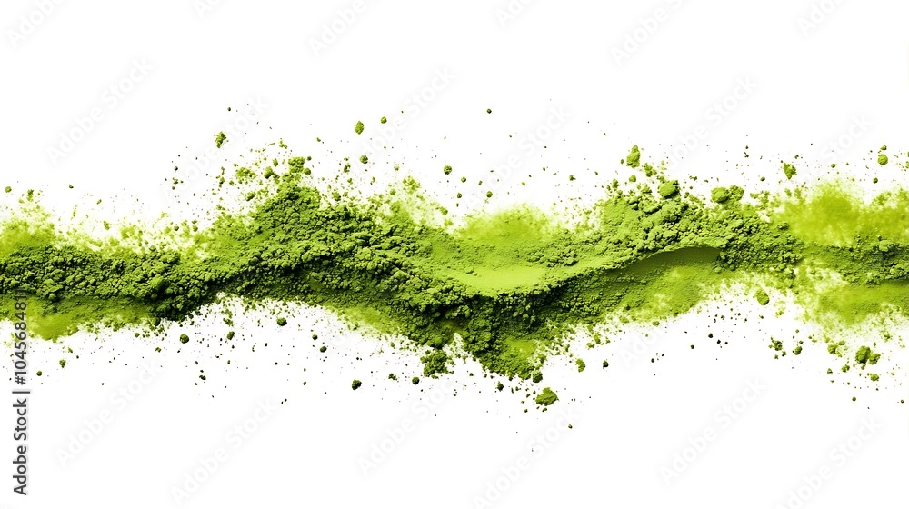 Green Matcha Powder Explosion Isolated on White Background Green Matcha Powder Explosion Isolated on White Background