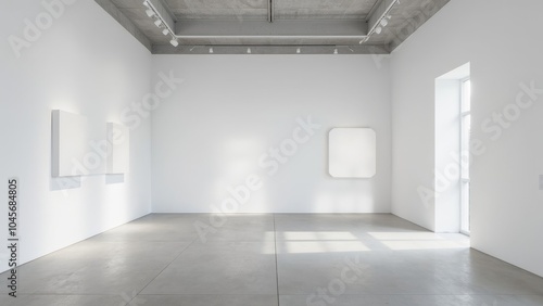 Contemporary Art Gallery With Minimalistic Installation and Play of Shadows