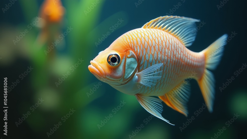 Naklejka premium Vibrant Goldfish Swimming Gracefully in a Clear Aquarium: A Splash of Color