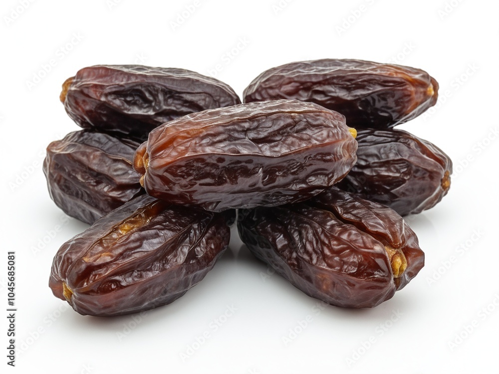Cluster of Fresh, Royal Medjool Dates Presented on a White Background Cluster of Fresh, Royal Medjool Dates Presented on a White Background