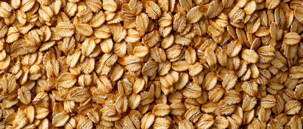 Crunchy Oat Flakes Symphony Close-Up Macro View of Organic Oats in Warm Beige Tones, Chaotic Pattern. Natural Texture Background for Food Packaging, Culinary Blogs. Serene, Organic Concept Crunchy Oat Flakes Symphony Close-Up Macro View of Organic Oats in Warm Beige Tones, Chaotic Pattern. Natural Texture Background for Food Packaging, Culinary Blogs. Serene, Organic Concept