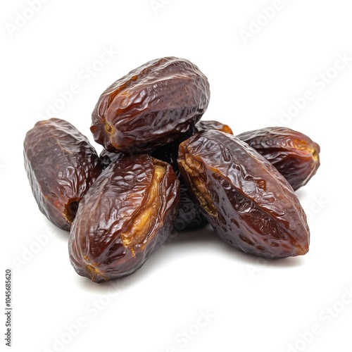 Heap of Big, Fresh Medjool Dates Arranged on White Background