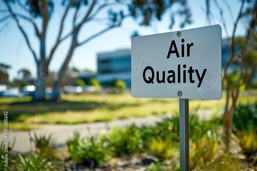 Wallpaper Mural A minimalist sign saying "Air Quality Lab" in bold font, located at a research facility dedicated to studying air pollution  Torontodigital.ca