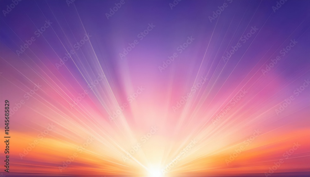Obraz premium Radiant Sunrise Horizon. Abstract Sun Rays Bursting into Vibrant Sky for Themes of New Beginnings, Hope, and Inspiration in Nature, Business Growth, or Spiritual Awakening Visual Concepts