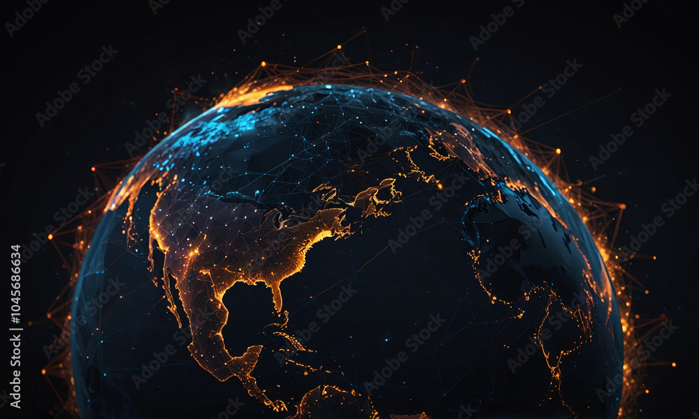 Obraz premium Illuminated Earth A Glimpse of Global Connectivity